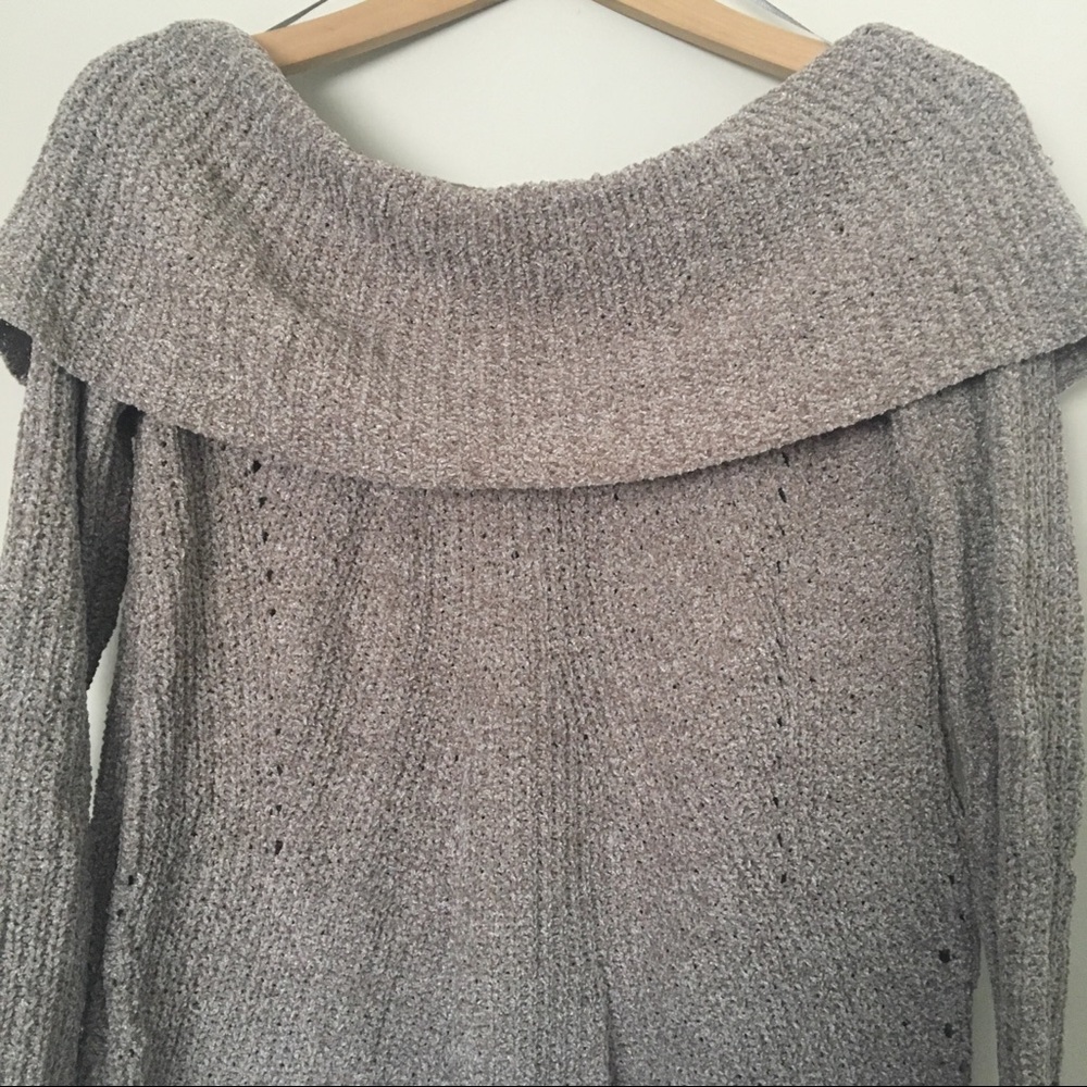 Anthropologie Taupe Off the Shoulder Sweater (HP🎉) - Picture 6 of 8
